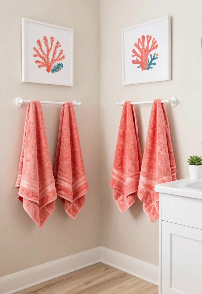 14 Bathroom Color Ideas to Set the Right Mood 27 14 Bathroom Color Ideas to Set the Right Mood 7. Vibrant Coral Accents 0