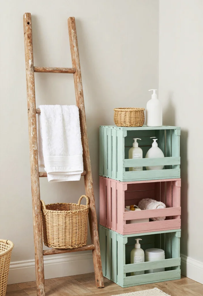 14 Bathroom Home Decor Ideas for a Fresh Stylish Update 6. Upcycled Storage Solutions 0