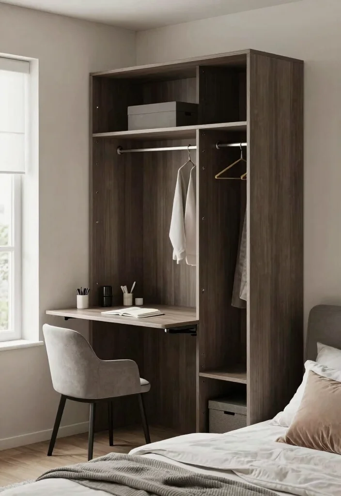 14 Bedroom Wardrobe Design Ideas for Better Storage 5. Multi Functional Wardrobe with Desk 0