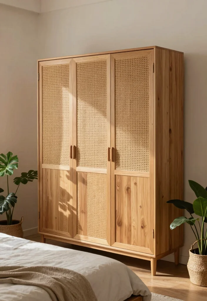 14 Bedroom Wardrobe Design Ideas for Better Storage 7. Wardrobe with Natural Materials 0