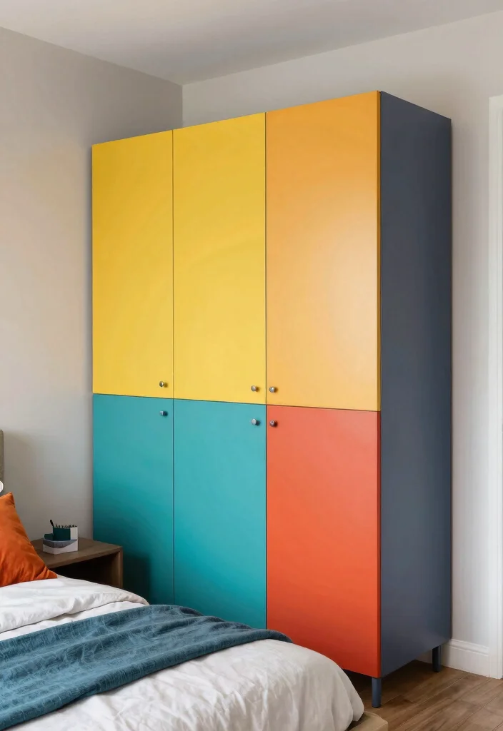 14 Bedroom Wardrobe Design Ideas for Better Storage 8. Color Blocked Wardrobe 0
