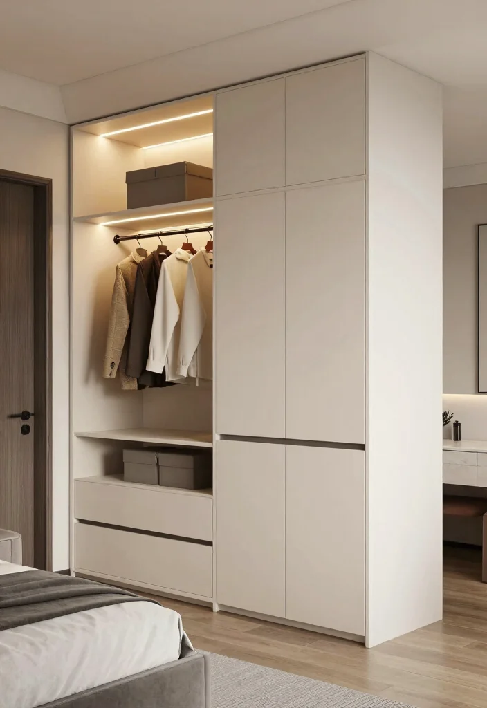 14 Bedroom Wardrobe Design Ideas for Better Storage 9. Wardrobe with Integrated Lighting 0