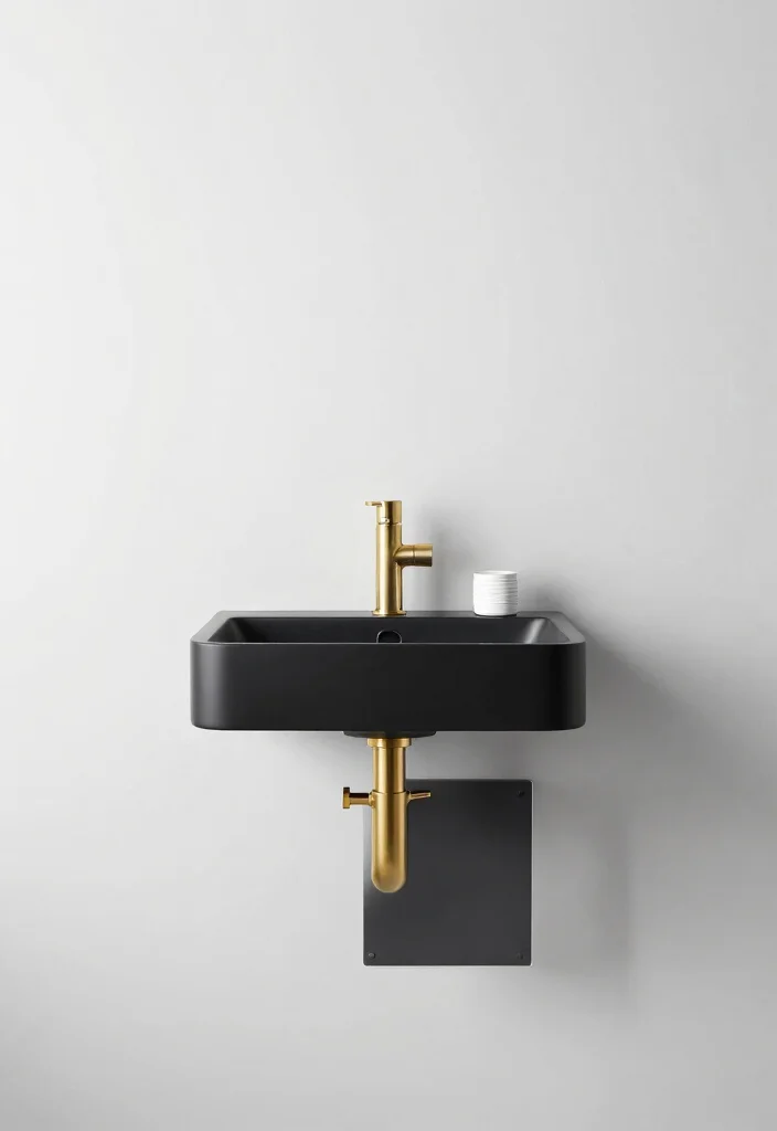 14 Black White and Gold Bathroom Ideas with Luxe Contrast 10. Minimalist Sink Designs 0