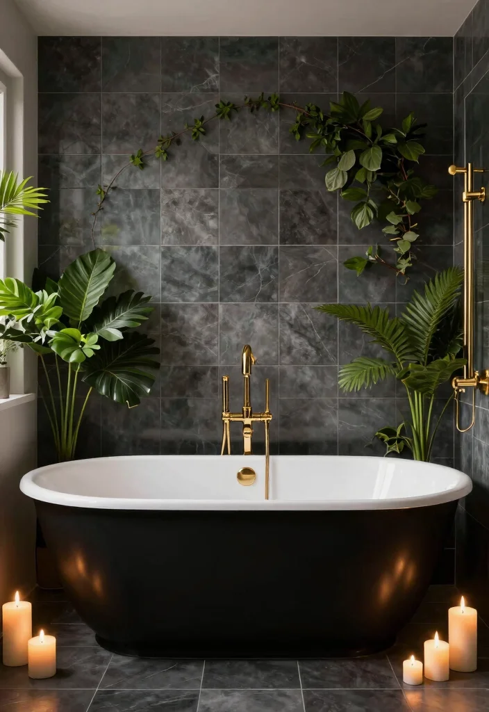 14 Black White and Gold Bathroom Ideas with Luxe Contrast 9. Statement Bathtubs 0