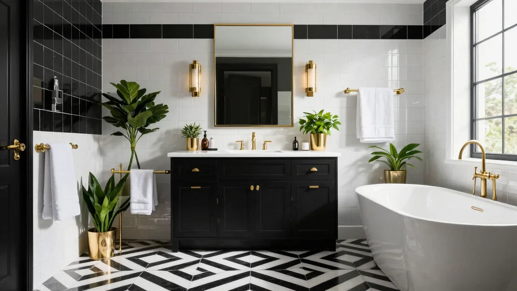 14 Black White and Gold Bathroom Ideas with Luxe Contrast