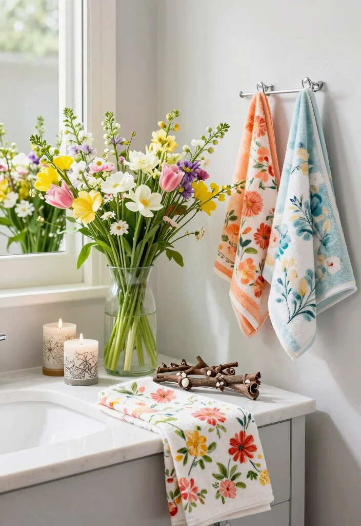 14 Botanical Bathroom Ideas with Fresh Natural Energy 14. Seasonal Botanical Decor 0