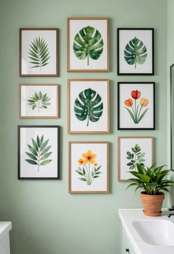 14 Botanical Bathroom Ideas with Fresh Natural Energy 6. Showcasing Botanical Art 0