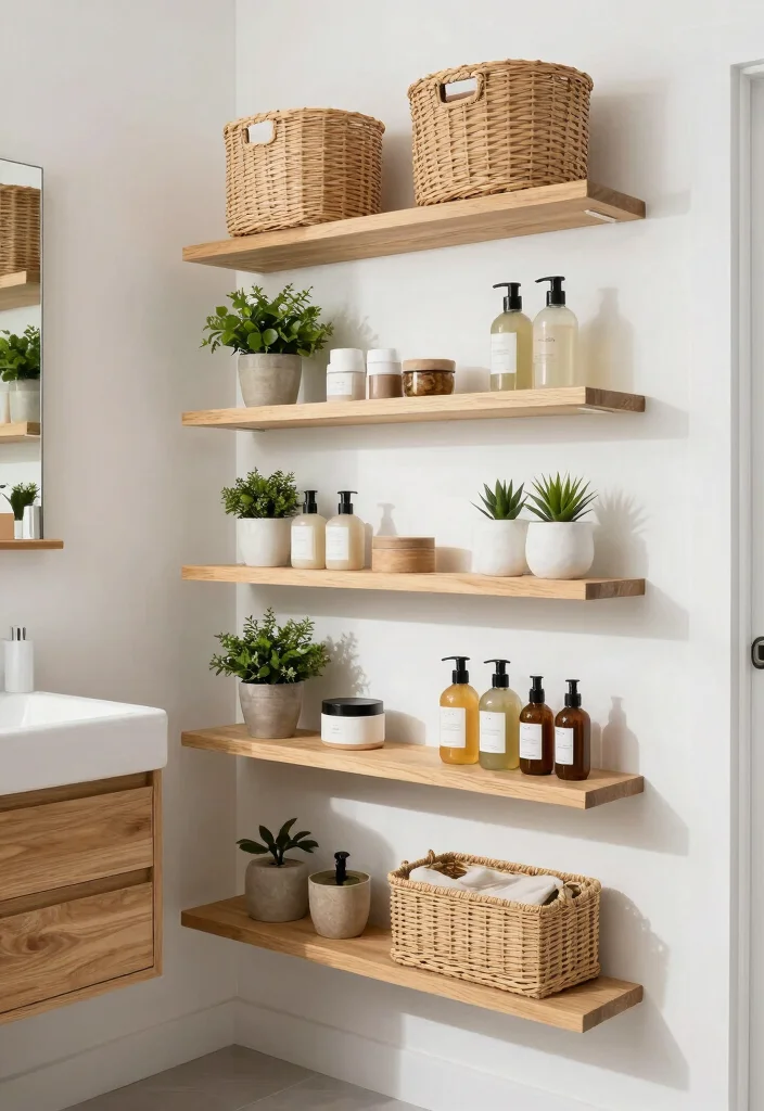 14 Botanical Bathroom Ideas with Fresh Natural Energy 8. Sustainable Storage Solutions 0