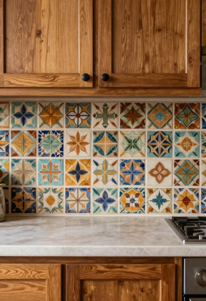 14 Kitchen Wall Decorating Ideas for a Finished Look 14. Colorful Tile Backsplash 0