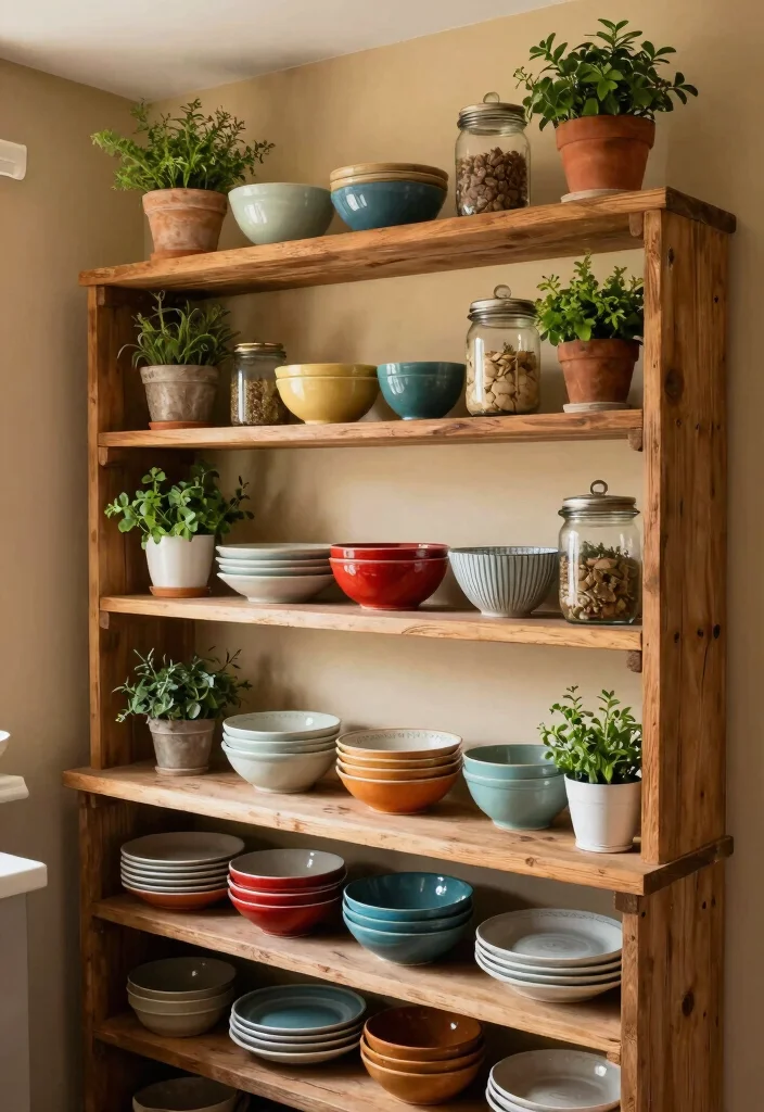 14 Kitchen Wall Decorating Ideas for a Finished Look 2. Farmhouse Style Open Shelves 0