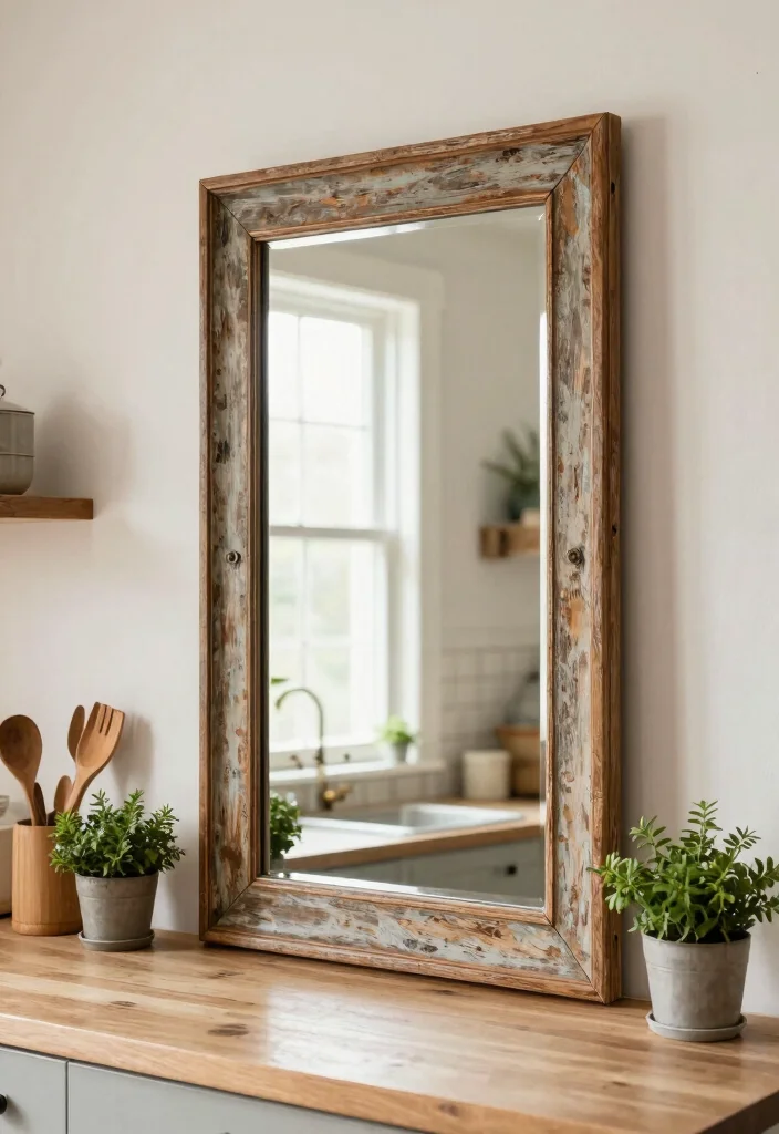 14 Kitchen Wall Decorating Ideas for a Finished Look 9. Rustic Mirrors 0