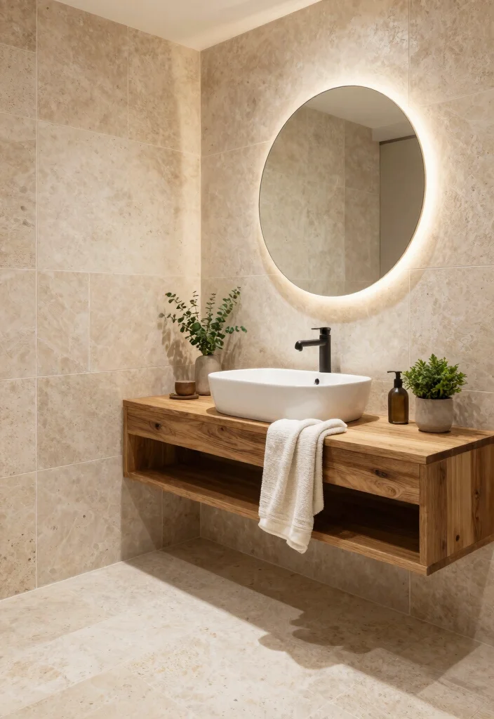 14 Mediterranean Bathroom Ideas with Warm Coastal Style 1. Natural Stone Elegance 0