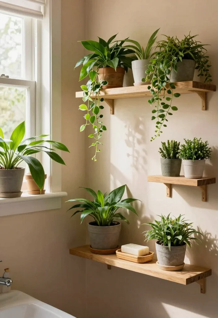 14 Mediterranean Bathroom Ideas with Warm Coastal Style 11. Greenery and Natural Elements 0