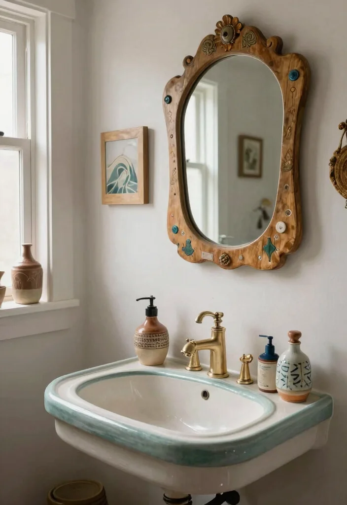 14 Mediterranean Bathroom Ideas with Warm Coastal Style 14. Personal Touches with Local Artisans 0