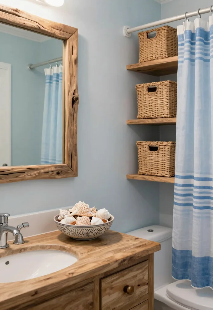 14 Mediterranean Bathroom Ideas with Warm Coastal Style 4. Seaside Home Accents 0