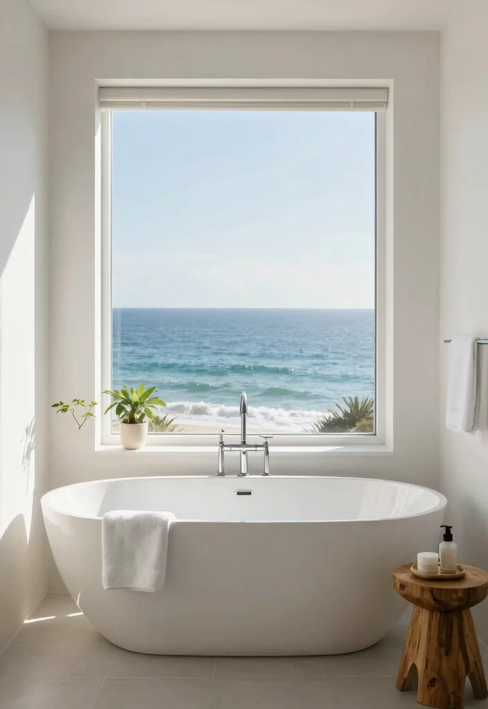 14 Mediterranean Bathroom Ideas with Warm Coastal Style 7. Bathtub with a View 0