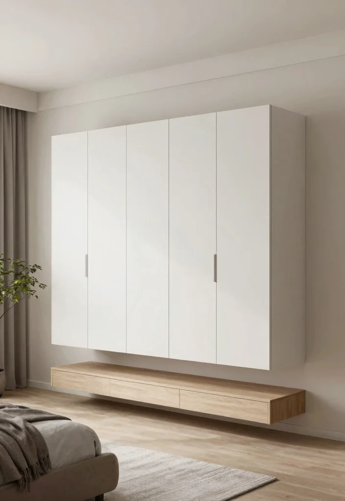 14 Modern Bedroom Wardrobe Ideas with Clean Design 11. Floating Wardrobe Designs 0