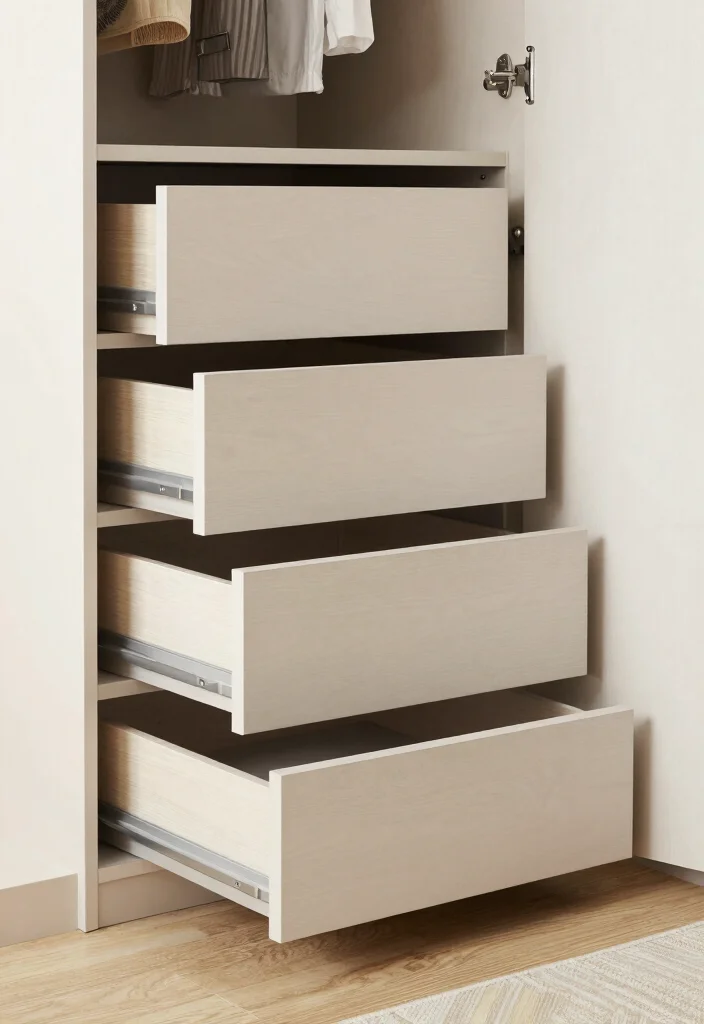 14 Modern Bedroom Wardrobe Ideas with Clean Design 12. Wardrobe with Pull Out Drawers 0