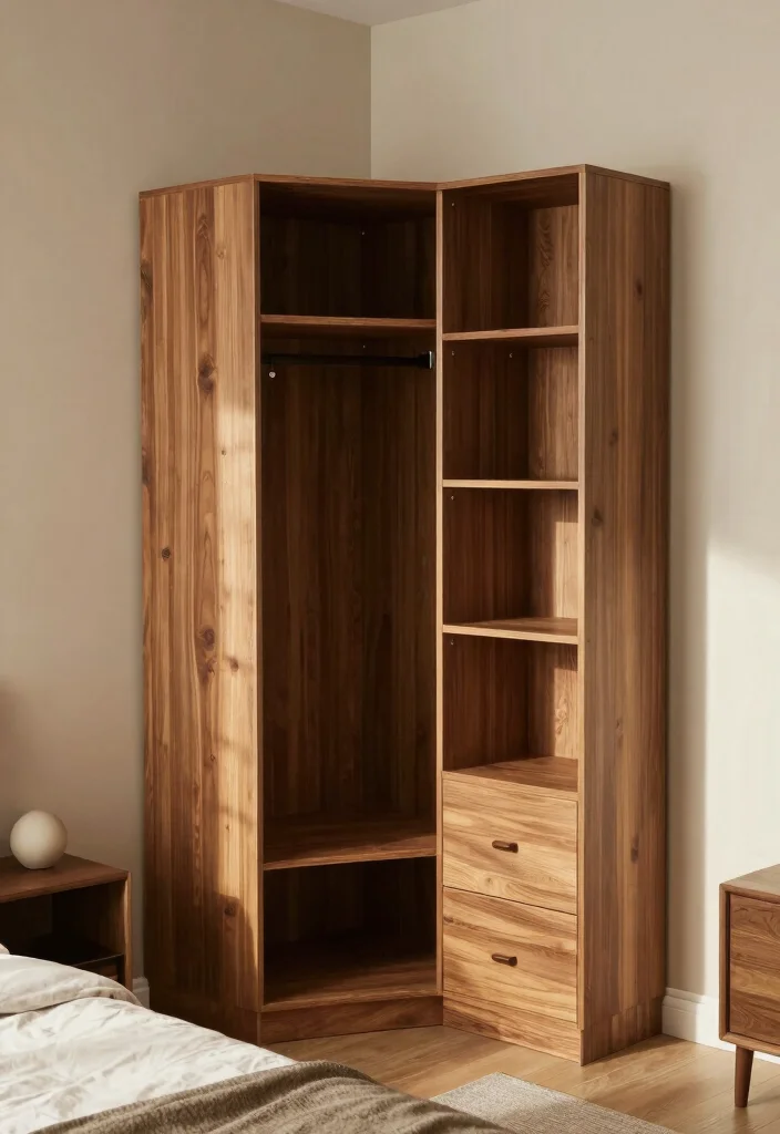 14 Modern Bedroom Wardrobe Ideas with Clean Design 4. Corner Wardrobe Solutions 0