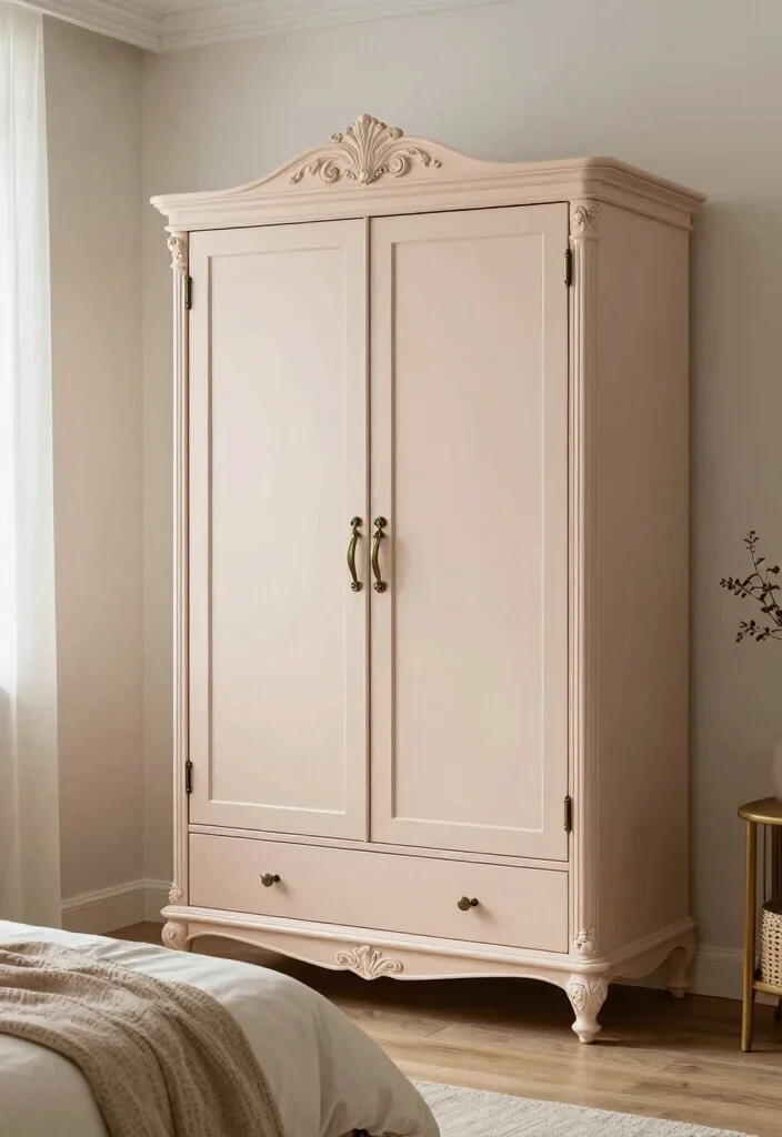 14 Modern Bedroom Wardrobe Ideas with Clean Design 7. Vintage Inspired Wardrobe 0