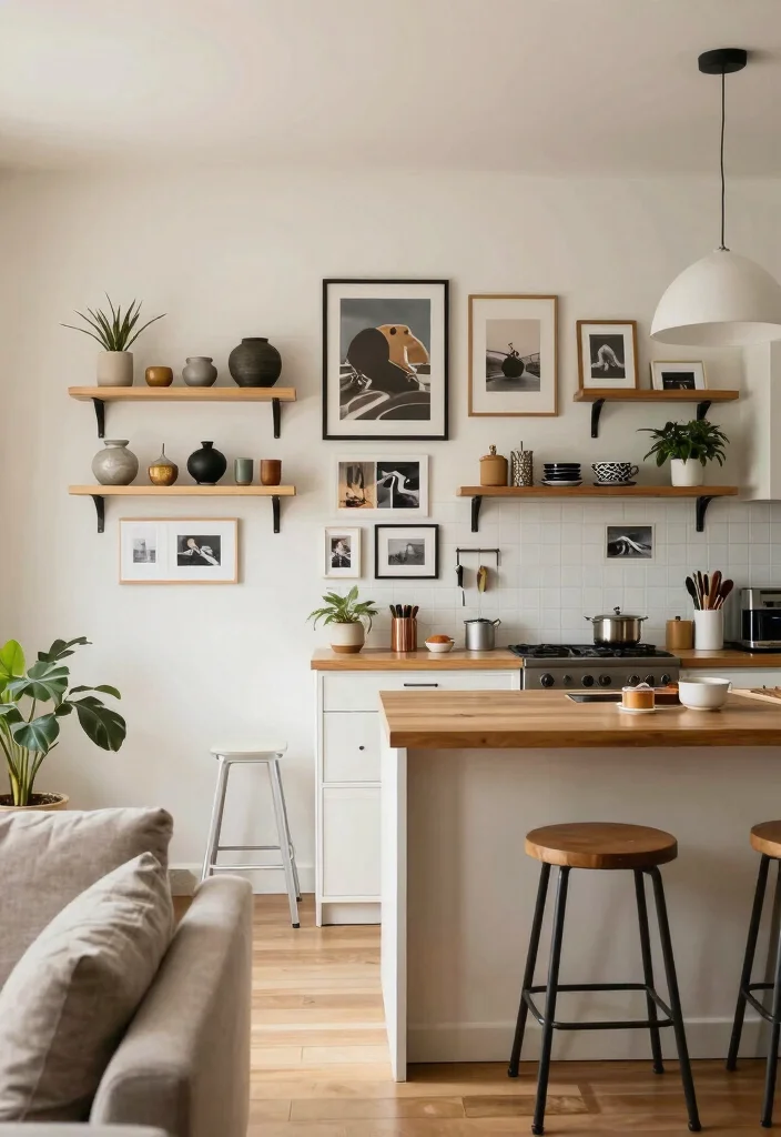 14 Open Kitchen Ideas with Living Room Flow 10. Personal Touches with Art and Decor 0