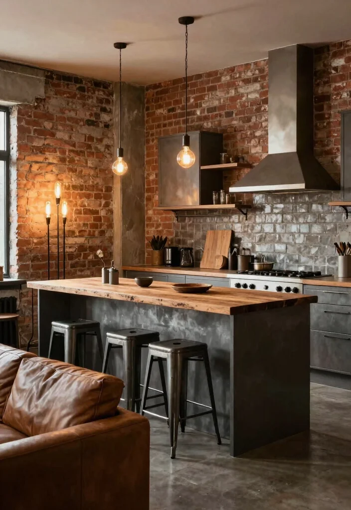 14 Open Kitchen Ideas with Living Room Flow 2. Industrial Chic Vibes 0