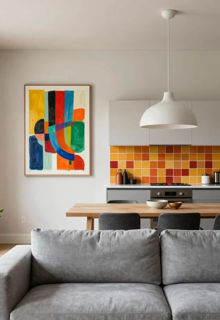 14 Open Kitchen Ideas with Living Room Flow 4. Bold Statement Pieces 0