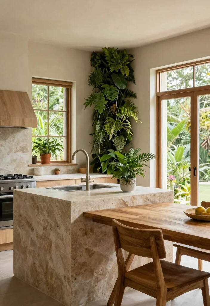 14 Open Kitchen Ideas with Living Room Flow 6. Natural Elements Integration 0