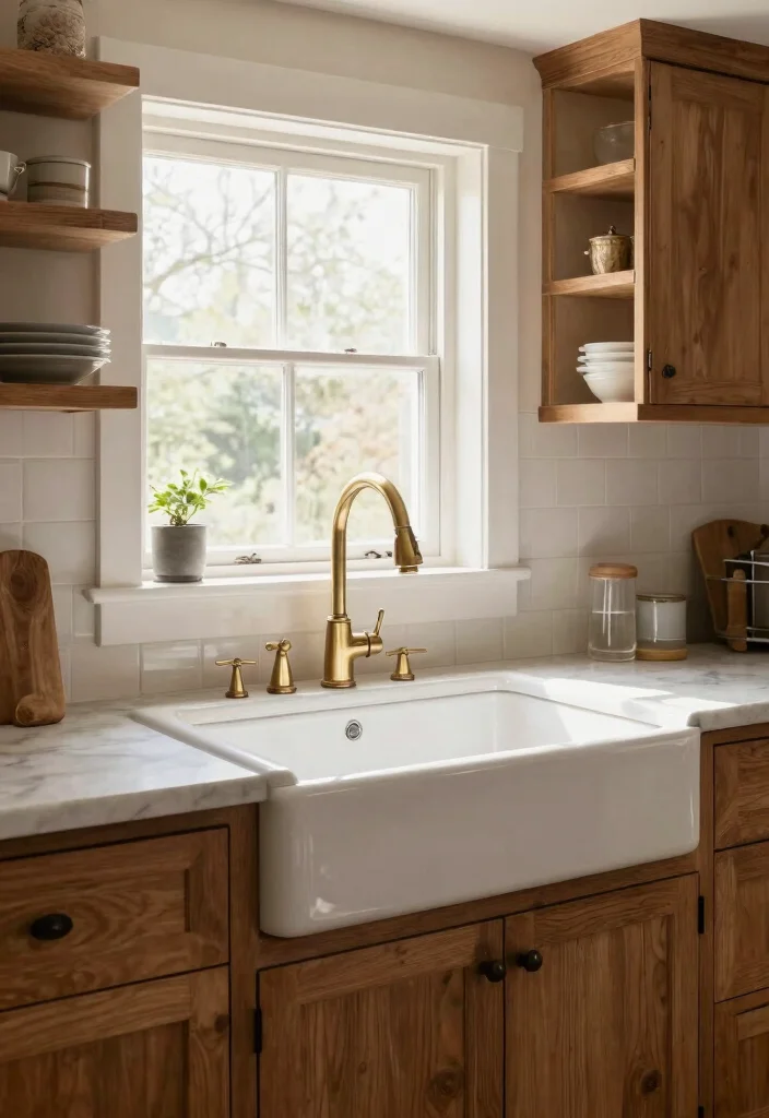 14 Rustic Modern Kitchen Ideas with Balanced Style 5. Farmhouse Sink Love 0