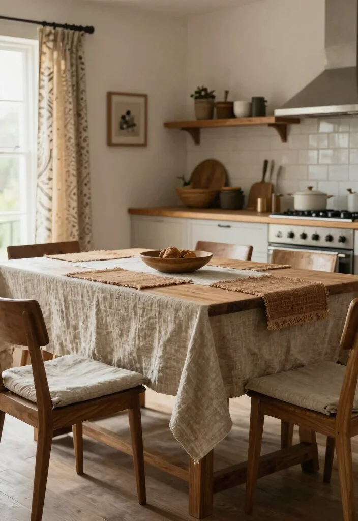 14 Rustic Modern Kitchen Ideas with Balanced Style 8. Textured Textiles 0