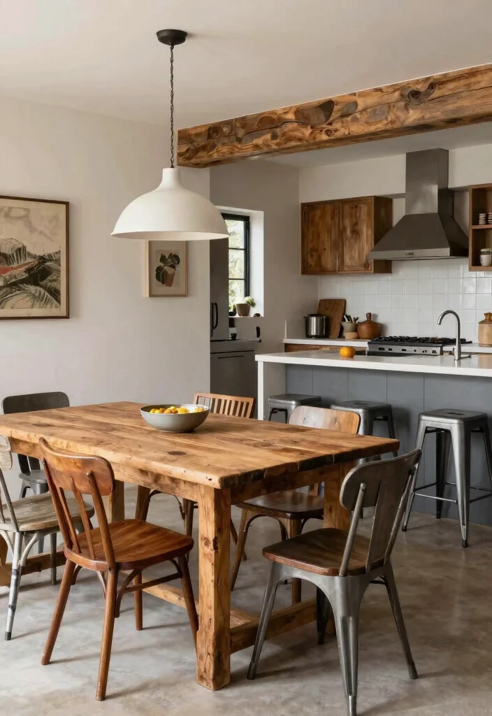 14 Rustic Modern Kitchen Ideas with Balanced Style 9. Mixed Furnishings 0