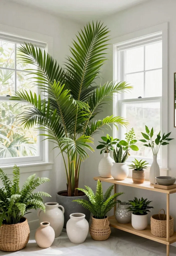 14 Seaside Bathroom Ideas with Breezy Coastal Vibes 10. Tropical Plants 0