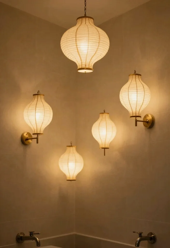 14 Seaside Bathroom Ideas with Breezy Coastal Vibes 13. Soft Lighting Fixtures 0