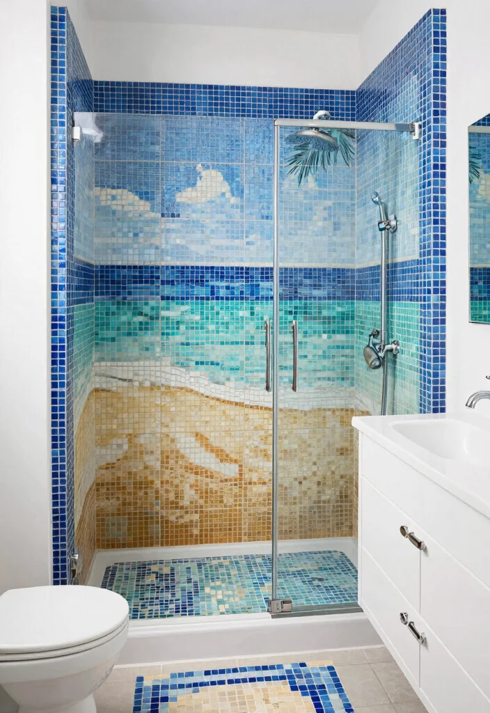 14 Seaside Bathroom Ideas with Breezy Coastal Vibes 9. Beach Inspired Mosaics 0