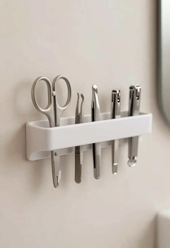 14 Small Bathroom Storage Ideas That Actually Work 15 14 Small Bathroom Storage Ideas That Actually Work 5. Magnetic Strips for Small Items 0