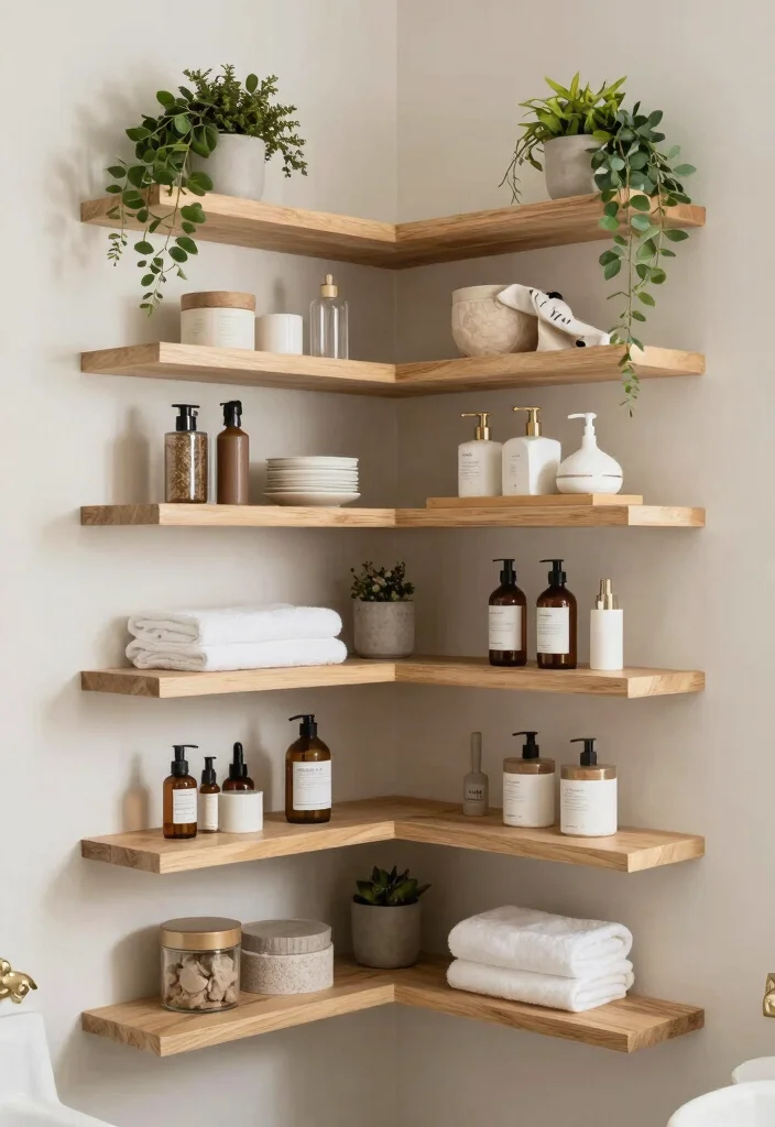 14 Small Bathroom Storage Ideas That Actually Work 29 14 Small Bathroom Storage Ideas That Actually Work 9. Corner Shelves 0