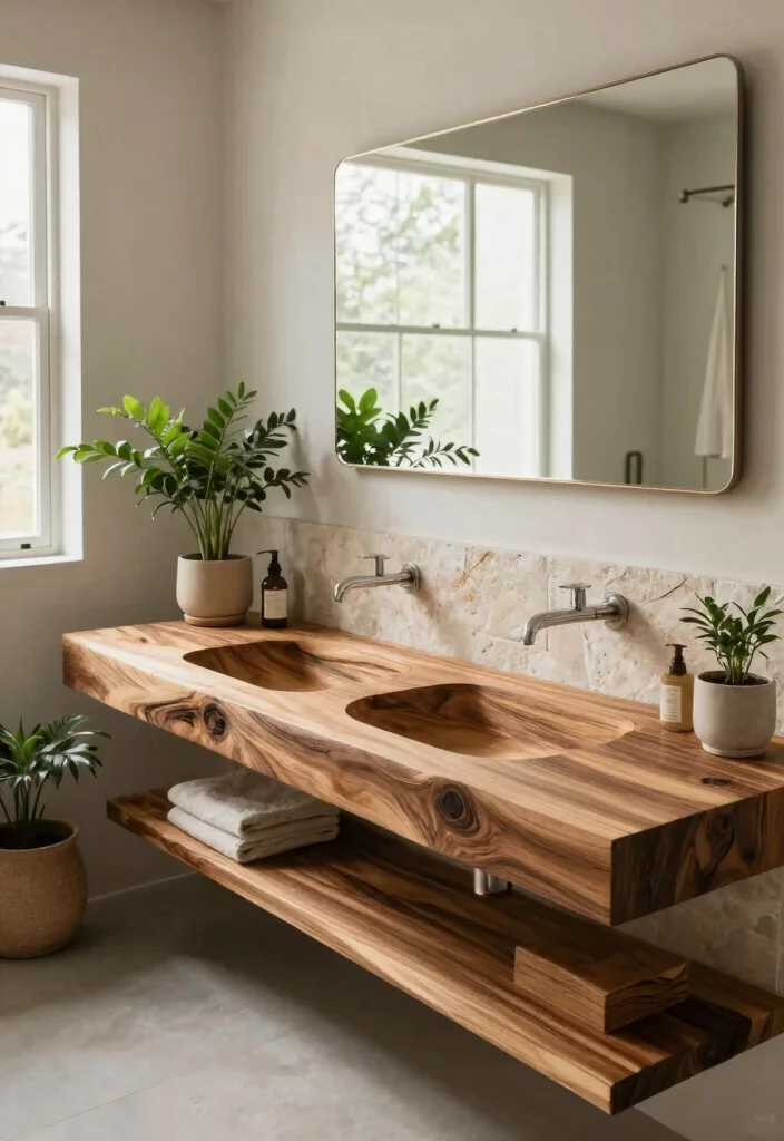 14 Wood Vanity Bathroom Ideas for Natural Warm Texture 13. Nature Inspired Wood Vanity 0