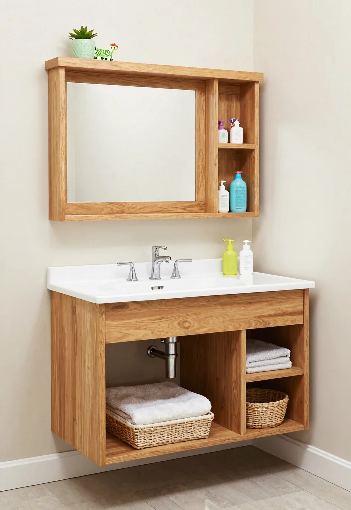 14 Wood Vanity Bathroom Ideas for Natural Warm Texture 14. Family Friendly Wood Vanity 0