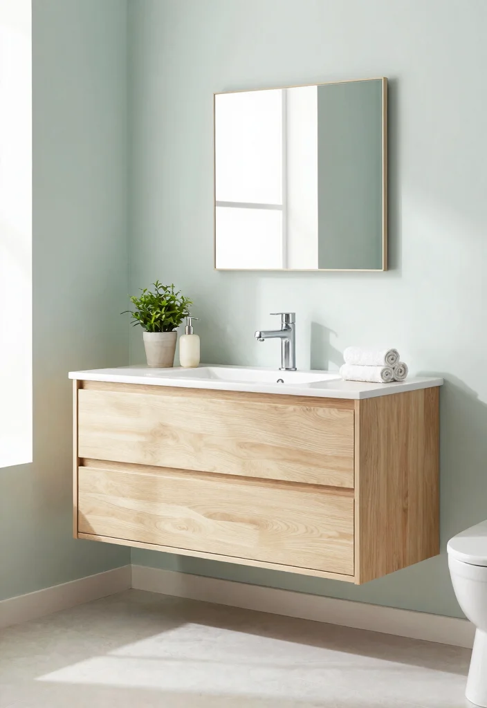 14 Wood Vanity Bathroom Ideas for Natural Warm Texture 6. Scandinavian Wood Vanity 0