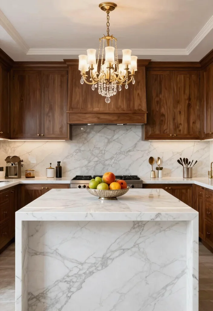 18 Luxury Kitchen Ideas with High End Finishes 1. Opulent Marble Countertops 0